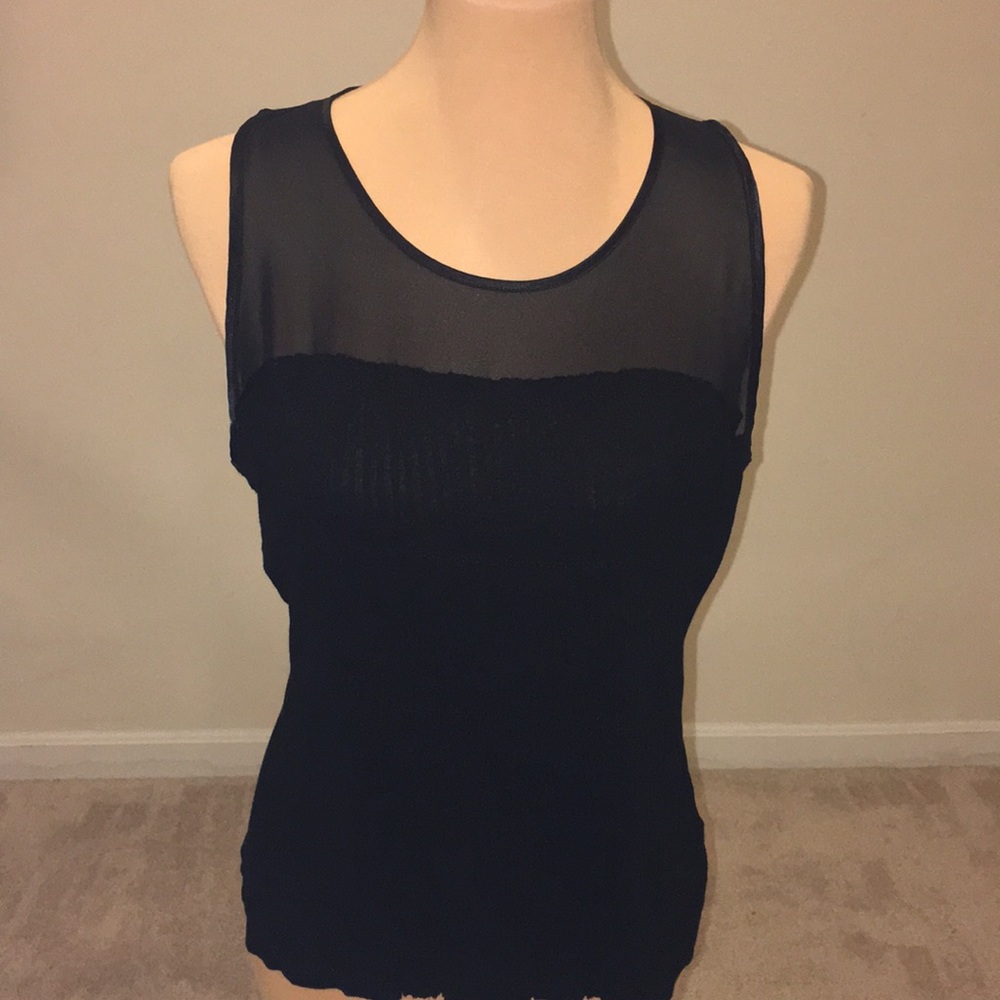 Kenar Black Sleeveless Sheer Tank Top L
